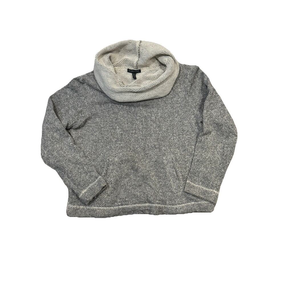 Eileen Fisher Women’s XS Petite Gray Cowl Neck Knit Pullover Sweater